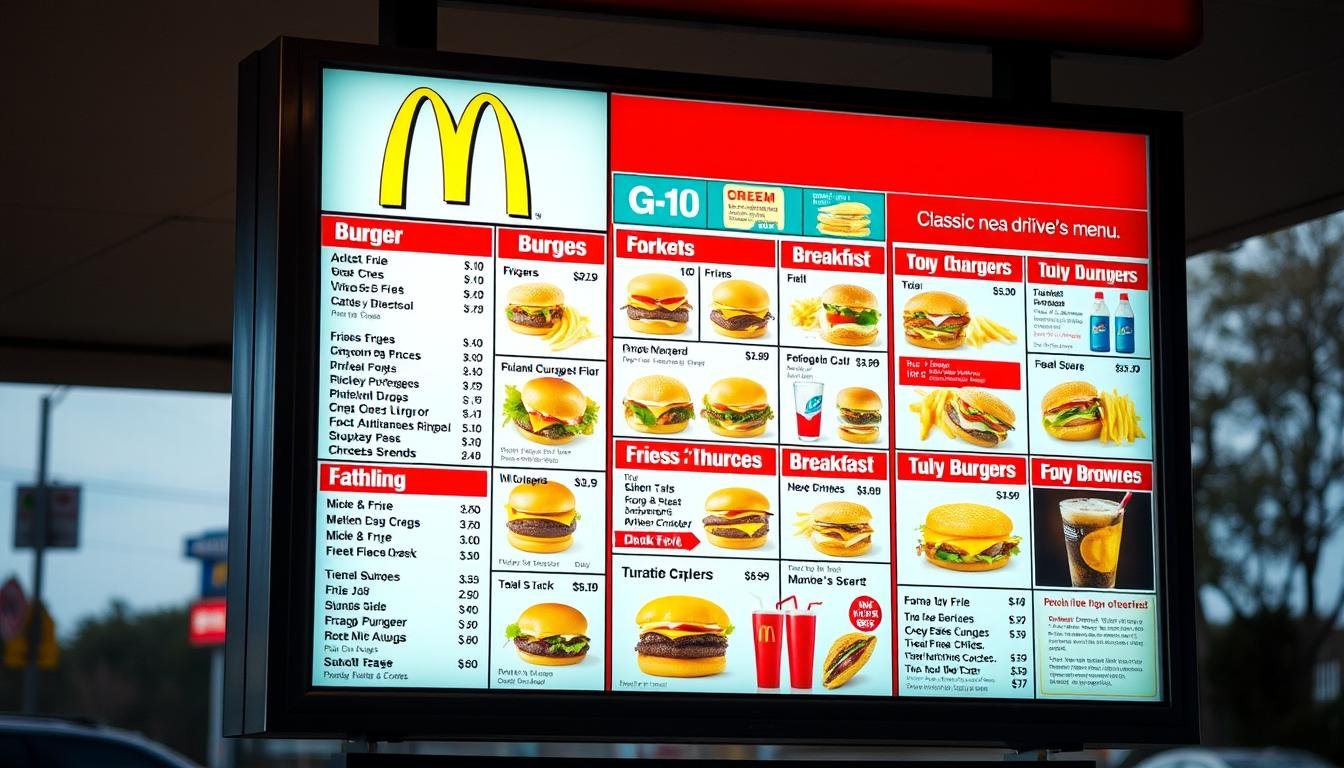 mcdonald's drive thru menu